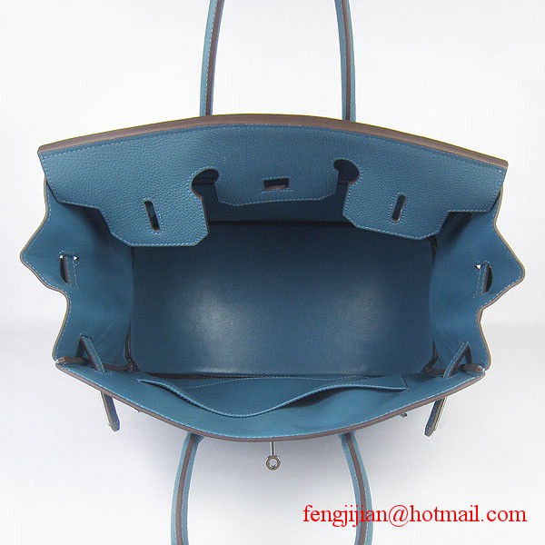 Hermes Birkin 35cm Tendon Veins Leather Bag Blue Silver Hardware Hermes Birkin 35cm Tendon Veins Leather Bag Blue Silver Hardware